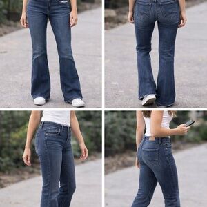 American Eagle Outfitters Dark Blue Flare Jeans - High Rise